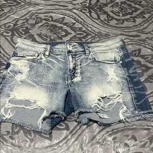 Sneak Peek Light Blue Distressed Denim Cutoff Shorts